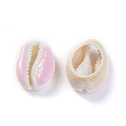 Cowrie Shell Beads, with Enamel, Undrilled/No Hole Beads