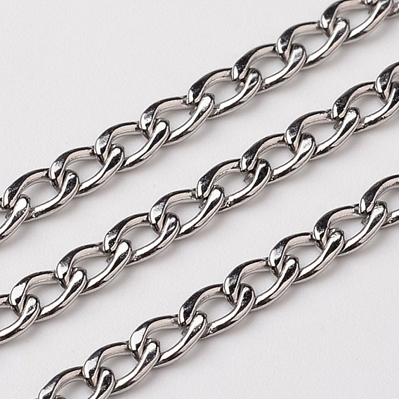 304 Stainless Steel Twisted Chains Curb Chains, Unwelded, 3x1mm