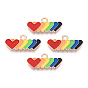 Colgantes de esmalte de aleación de orgullo de color arcoíris, encantos del corazón, la luz de oro