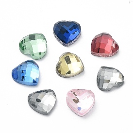 K9 Glass Cabochons, Faceted, Heart