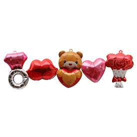 Heart & Diamond Ring & Bear & Bouquet Aluminum Film Valentine's Day Theme Balloons, for Party Festival Home Decorations