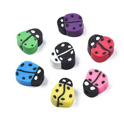 Handmade Polymer Clay Beads, Ladybug