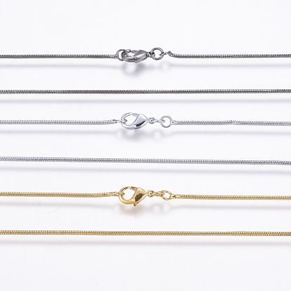 Eco-Friendly Rack Plating Brass Chain Necklaces, Round Snake Chain, Long-Lasting Plated, Nickel Free & Lead Free