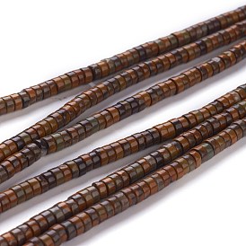 Natural Bamboo Leaf Stone Beads Strands, Heishi Beads, Flat Round/Disc