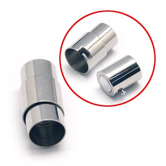 304 Stainless Steel Locking Tube Magnetic Clasps, Column, 21x10mm, Hole: 8mm