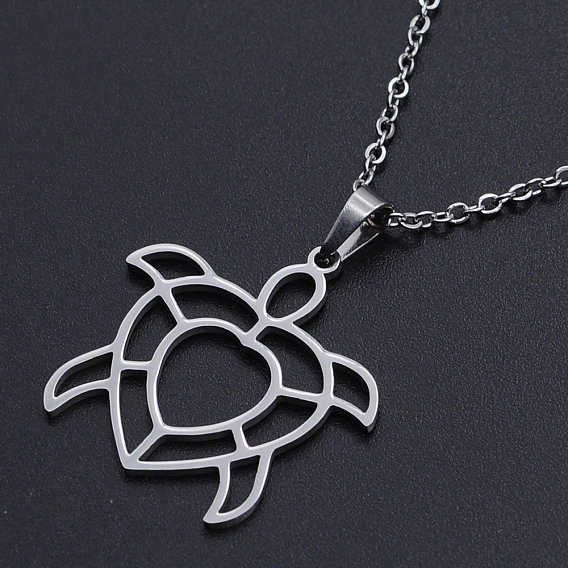 201 pendentifs en acier inoxydable colliers, avec des chaînes du câble et fermoirs pince de homard, tortue