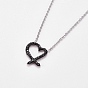 304 Stainless Steel Pendant Necklaces, with Polymer Clay Rhinestone, Heart