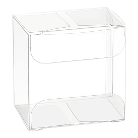 Foldable Transparent PVC Box, for Wedding Party Baby Shower Packing Box, Square