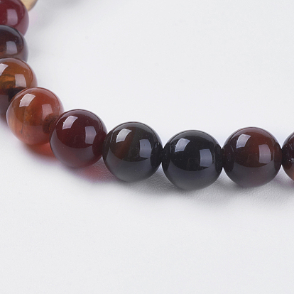 Natural Agate Beads Strands, Dyed, Round, Dark Red