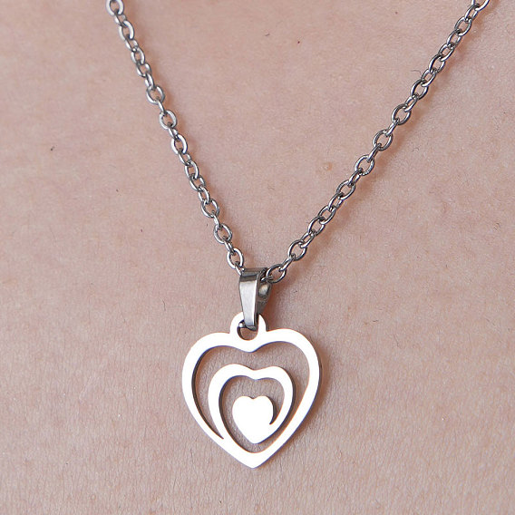 201 Stainless Steel Heart Pendant Necklace
