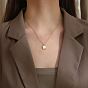 Natural Shell Square Pendant Necklace with Stainless Steel Chains