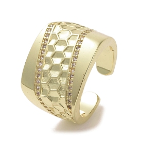 Brass Micro Pave Cubic Zirconia Open Cuff Ring