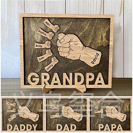 Personalized Father's Day Fist Emblem Ornament, Wood Wall Decoration