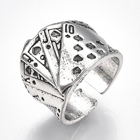 Alloy Cuff Finger Rings, Wide Band Rings, Poker