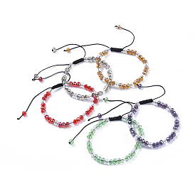 Bracelets de perles de verre tressés ajustables, avec cordon en nylon