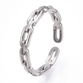 304 Stainless Steel Open Cuff Ring, Hollow Oval