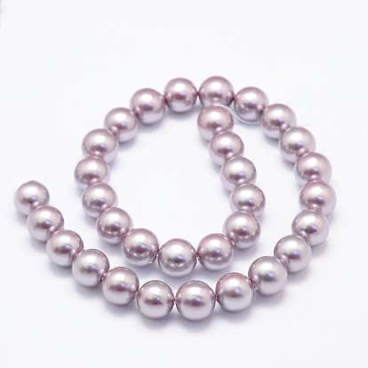 Shell Pearl Beads Strands, Round, 8mm, Hole: 1mm, about 49pcs/strand, 16 inch