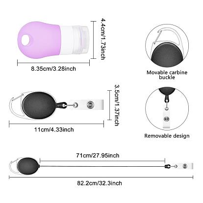BENECREAT Silicone Travel Bottle Keychain Set Portable Silicone Bottle with Hook Carabiner, 1ml Dropper and Funnels for Outdoor Sports Travel