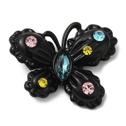 Rack Plating Alloy Pendant, with Colorful Glass, Lead Free & Cadmium Free, Butterfly Charms