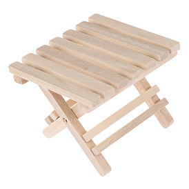 Miniature Wooden Foldable Beach Table, for Dollhouse Decoration