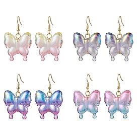 Sparkling Acrylic Butterfly Dangle Earrings for Women