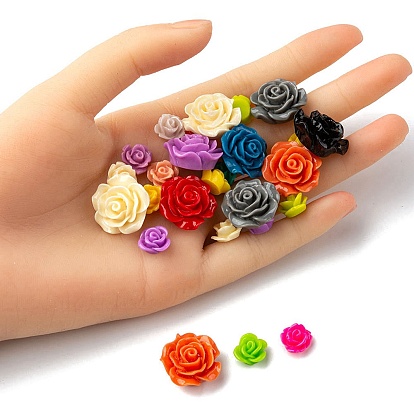 50Pcs Opaque Resin Cabochons, Rose Flower