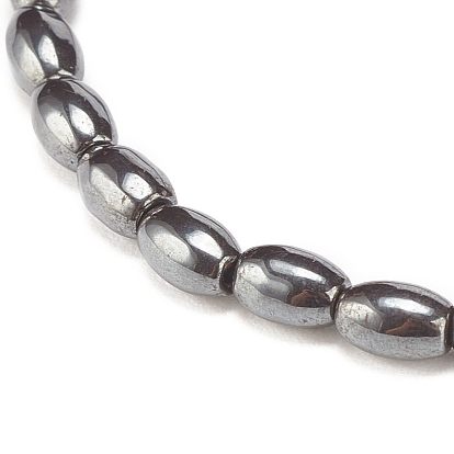 Bracelet extensible perlé ovale en hématite synthétique, bijoux en pierres précieuses pour femmes
