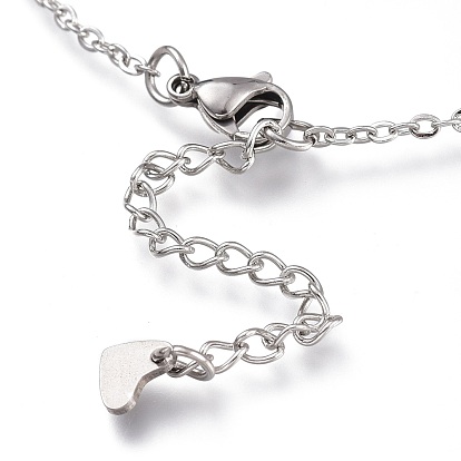 304 Stainless Steel Cable Chain Anklets, with Textured Heart Links and Lobster Claw Clasps