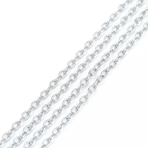 201 chaînes de câbles en acier inoxydable, pour le bricolage fabrication de bijoux, non soudée, avec bobine, ovale