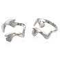 304 Stainless Steel Hugging Hand Cuff Rings, Open Rings for Women Gils