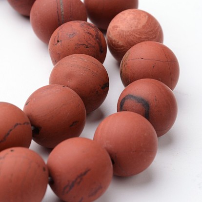 Brins givrées de perles de jaspe rouge naturel ronde