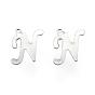 304 Stainless Steel Letter Charms, Letter.N