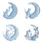 Moldes de silicona para decoración de colgantes diy, moldes de resina, luna y gato con flor/mariposa/estrella