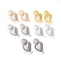 Brass Stud Earring Findings, with Plastic Ear Nuts and Loop, Long-Lasting Plated, Strawberry