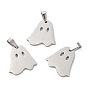 Placage ionique (ip) halloween 304 pendentifs en acier inoxydable, charme fantôme