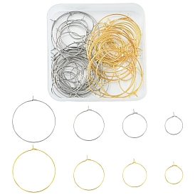 64Pcs 8 Style 316 Surgical Stainless Steel Hoop Earring Findings, Wine Glass Charms Rings
