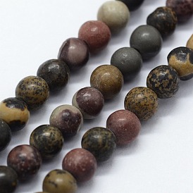 Natural Dendritic Jasper Beads Strands, Chohua Jasper, Round