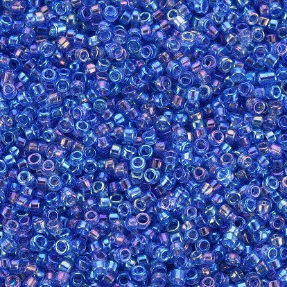 Perles cylindriques en verre, Perles de rocaille, couleurs transparentes arc, trou rond