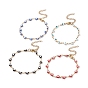 Enamel Heart with Evil Eye Link Chains Bracelet, 304 Stainless Steel Jewelry for Women