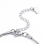 304 Stainless Steel 2-strand Round Snake Chain Bracelets, with Round Beads and Lobster Claw Clasps