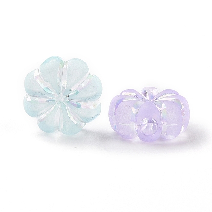 Perles acryliques transparents dépoli, de couleur plaquée ab , fleur