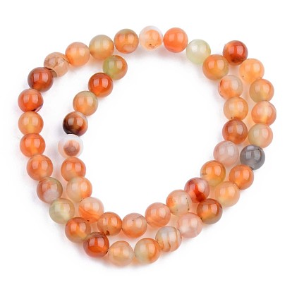 Chapelets de perles rouges agate naturel, teint, ronde