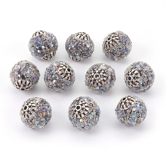 Perles Indonésiennes manuelles, avec les accessoires en métal, verre, ronde