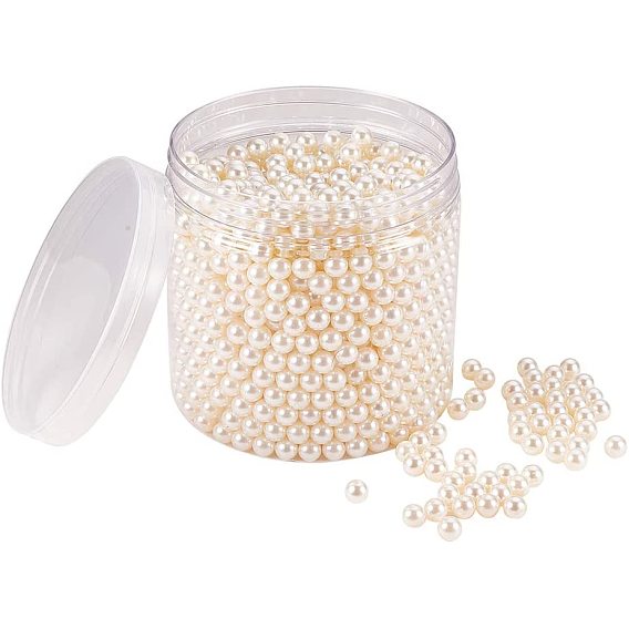 Perlas redondas de perlas de imitación de plástico abs, teñido, sin agujero / sin perforar