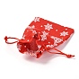Christmas Themed Burlap Packing Pouches, Drawstring Bags, with Snowflake Pattern