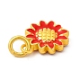 Colgantes de esmalte de aleación de chapado en rack con anillo de salto, encantos de la flor, color dorado mate