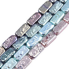 ABS Plastic Imitation Pearl Beads Strands, AB Color Plated, Rectangle