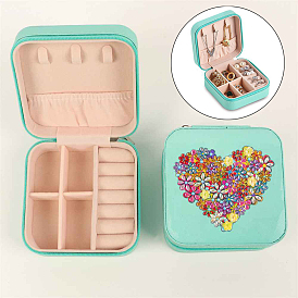 DIY Diamond Painting Heart Pattern Storage Box Kits, including Resin Rhinestones, Diamond Sticky Pen, Tray Plate and Glue Clay