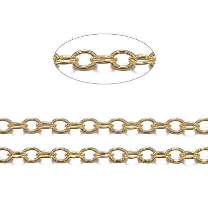 Brass Cable Chains, Soldered, with Spool, Oval, Cadmium Free & Lead Free, Long-Lasting Plated