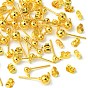 30Pcs 3 Size Iron Stud Earring Findings, Ball Stud Earring Post, with Horizontal Loops